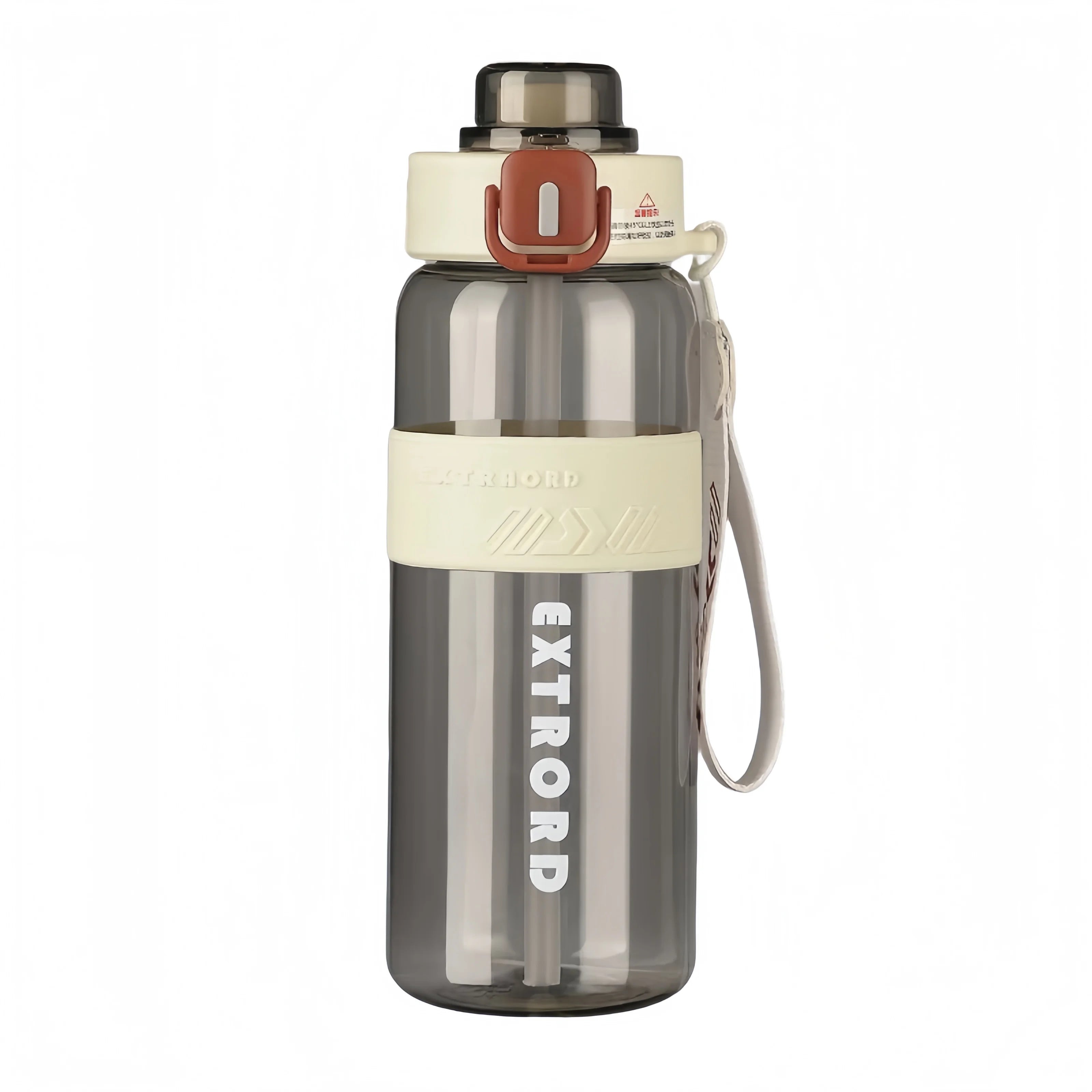 HydroTrack Clear Water Bottle with Straw and Strap | Flip Lid, Leakproof