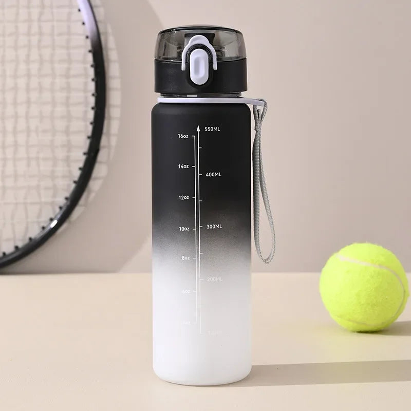 GradientSip Water Bottle with Measurements and Flip Lid | BPA-Free with Handle