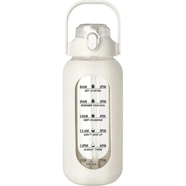 TimeSip Water Bottle with Time Markers and Straw | Eco-Friendly Glass