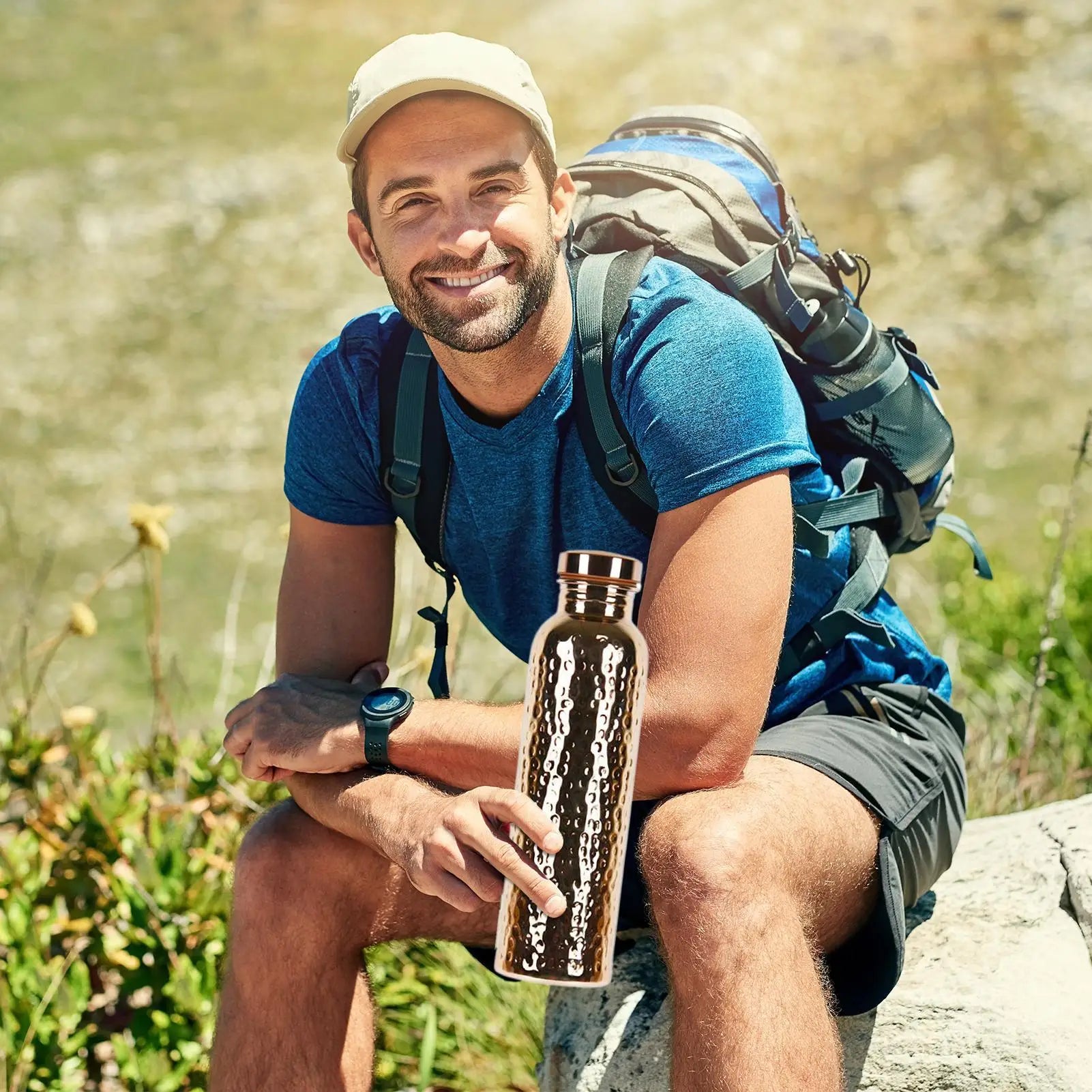 AquaVeda Copper Water Bottle | Handcrafted, Insulated, Leakproof