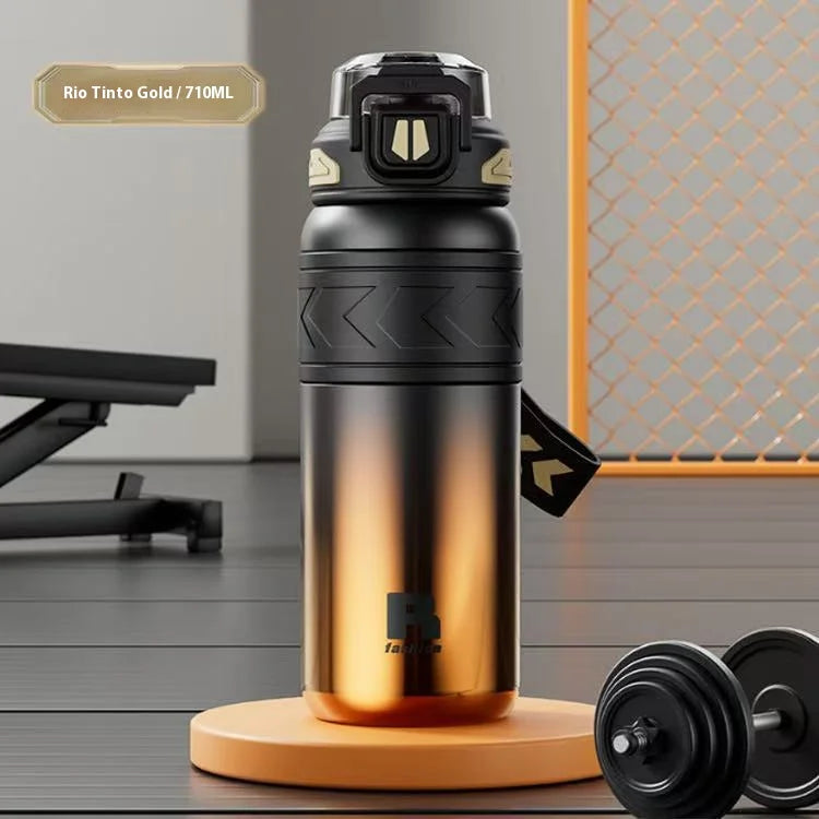 StrawMate Stainless Steel Water Bottle with Straw | Hot and Cold, Flip Lid