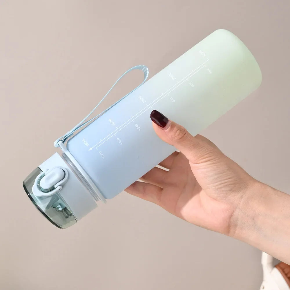 GradientSip Water Bottle with Measurements and Flip Lid | BPA-Free with Handle