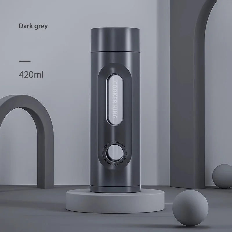 CrystalGuard Borosilicate Glass Water Bottle with Tea Infuser | Hot and Cold