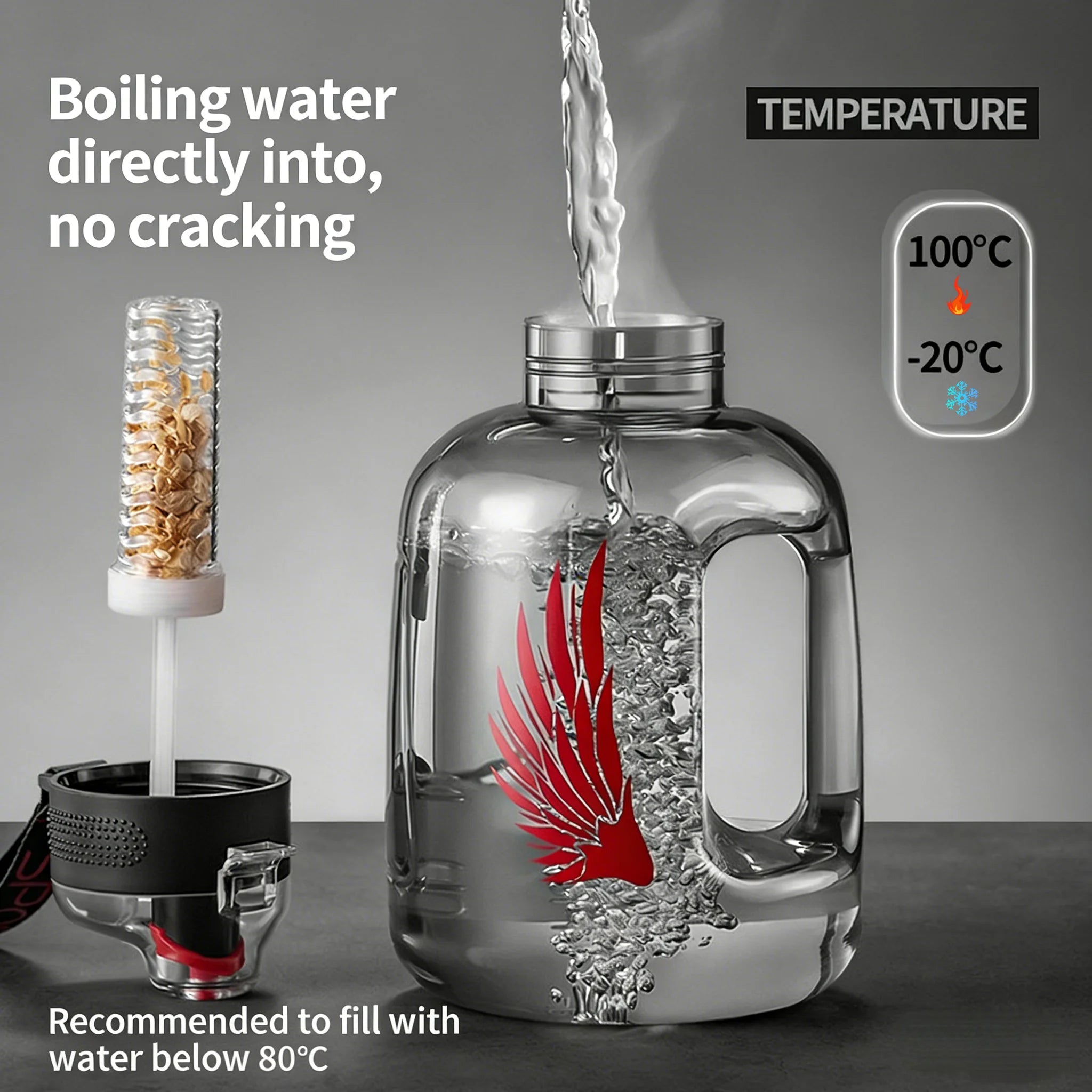 DualSip Large Water Bottle with Tea Infuser | Dual Compartment, Straw and Spout