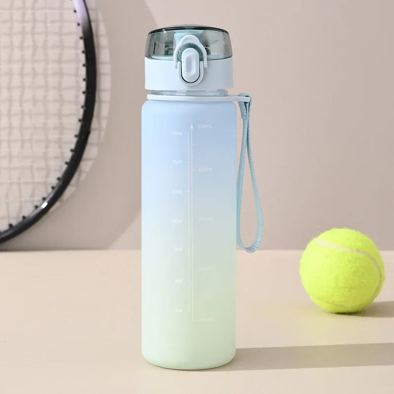 GradientSip Water Bottle with Measurements and Flip Lid | BPA-Free with Handle