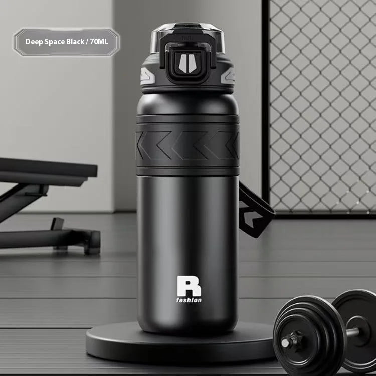StrawMate Stainless Steel Water Bottle with Straw | Hot and Cold, Flip Lid