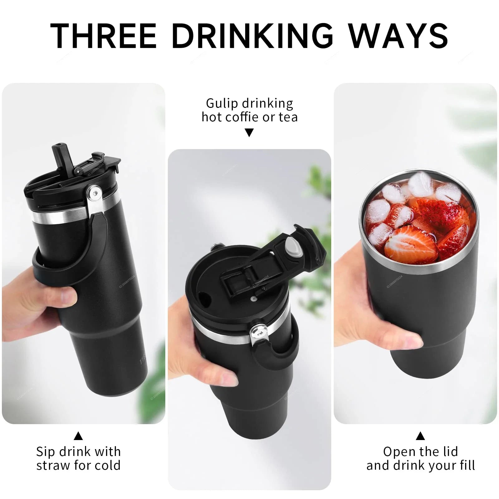 ThermoGrip Matte Water Bottle with Straw | Hot and Cold, Tumbler Style