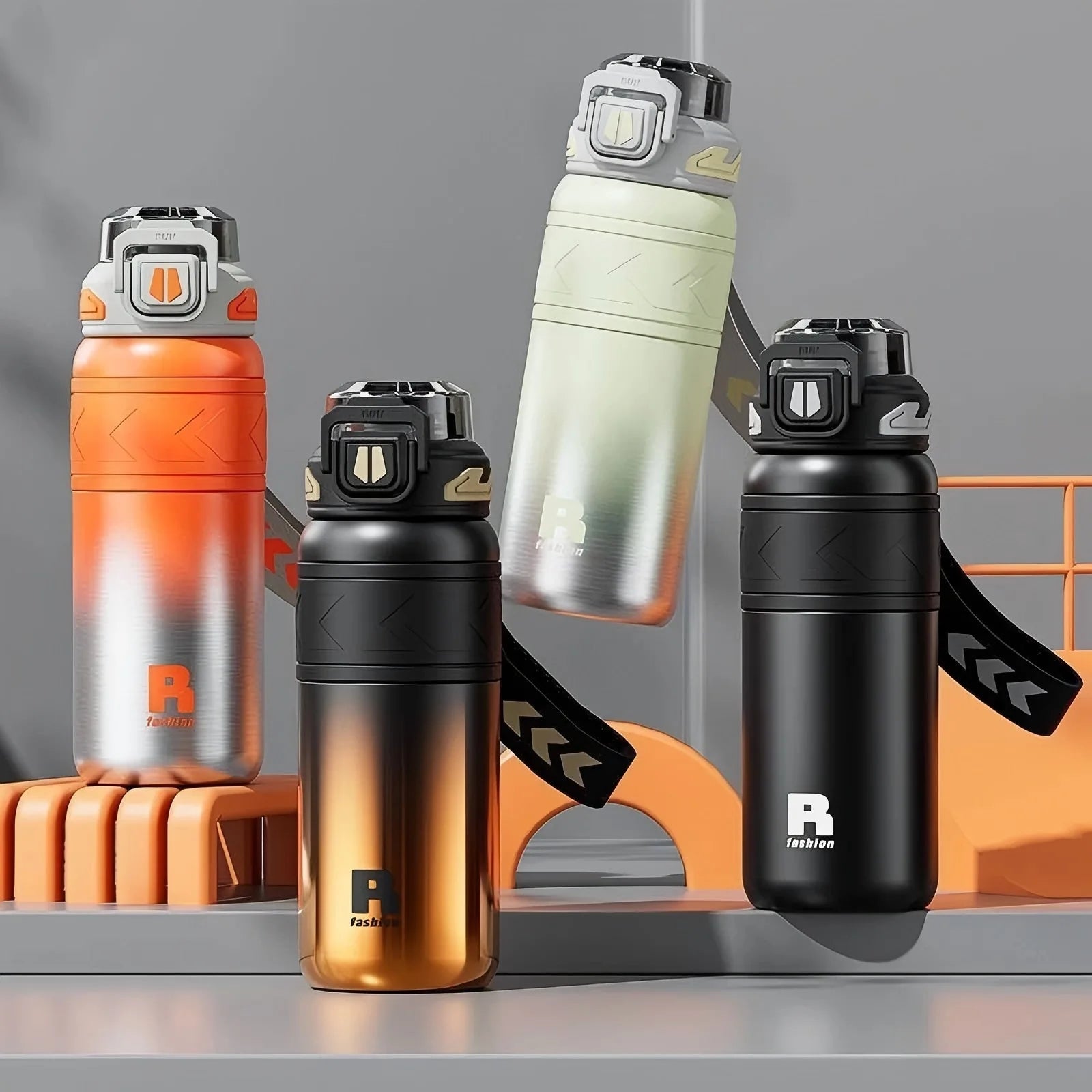 StrawMate Stainless Steel Water Bottle with Straw | Hot and Cold, Flip Lid