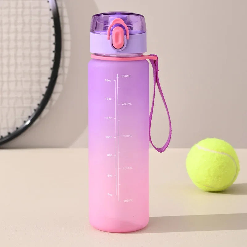 GradientSip Water Bottle with Measurements and Flip Lid | BPA-Free with Handle