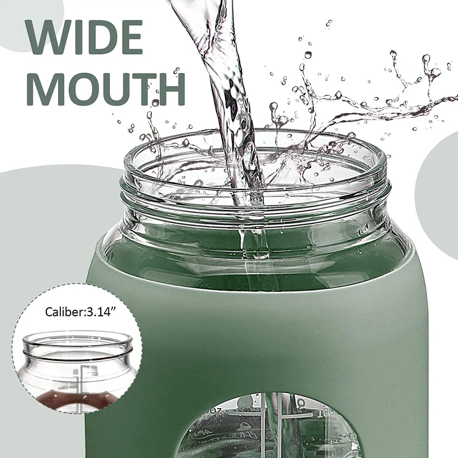 TimeSip Water Bottle with Time Markers and Straw | Eco-Friendly Glass
