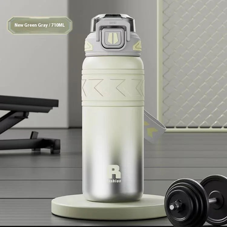 StrawMate Stainless Steel Water Bottle with Straw | Hot and Cold, Flip Lid