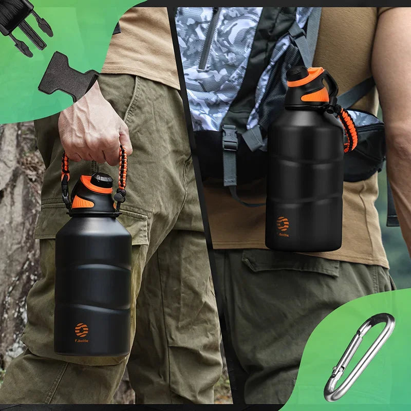 TitanGrip Extra Large 2L Water Bottle | BPA-Free Stainless Steel, Insulated