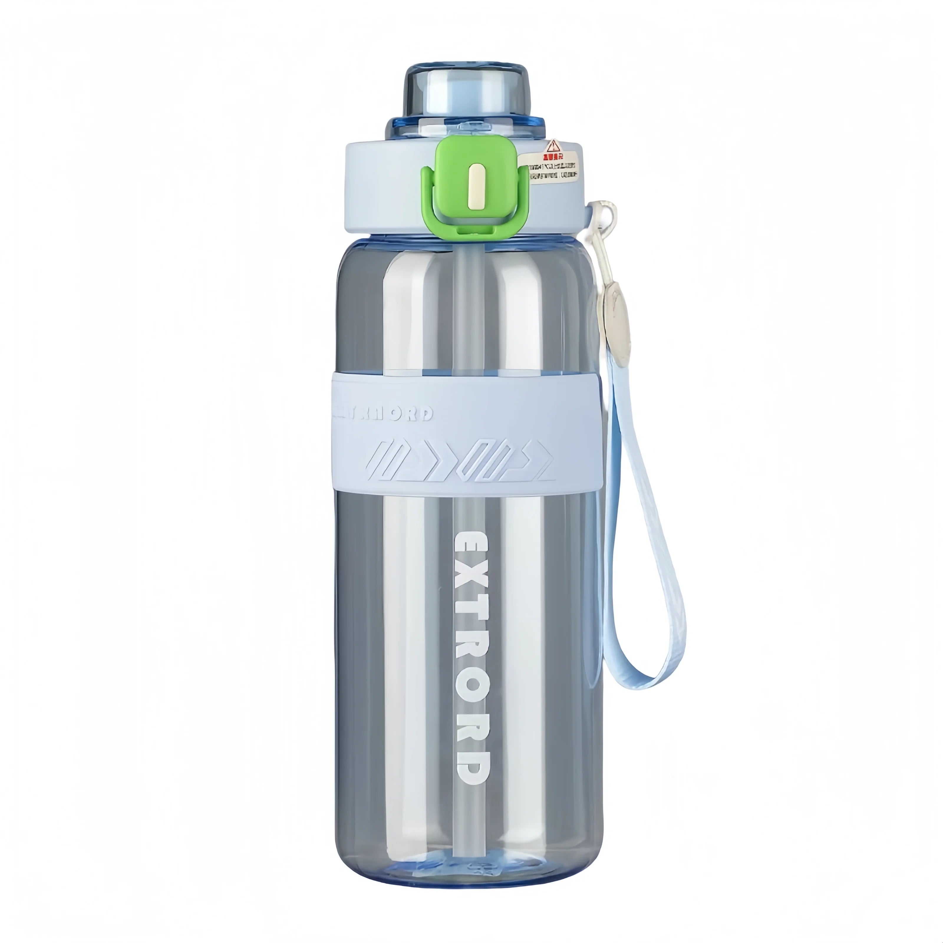 HydroTrack Clear Water Bottle with Straw and Strap | Flip Lid, Leakproof
