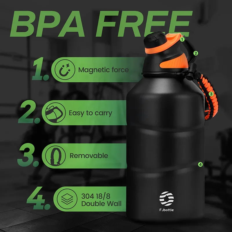 TitanGrip Extra Large 2L Water Bottle | BPA-Free Stainless Steel, Insulated