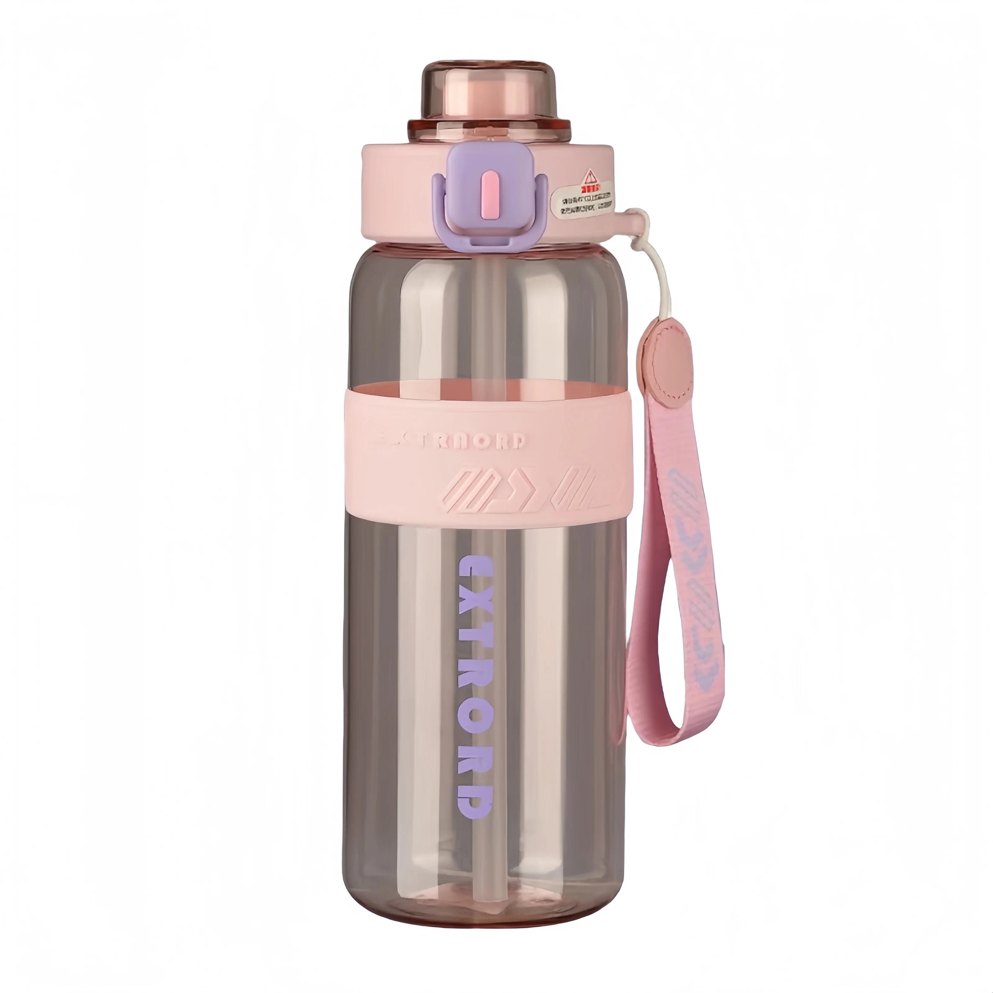 HydroTrack Clear Water Bottle with Straw and Strap | Flip Lid, Leakproof