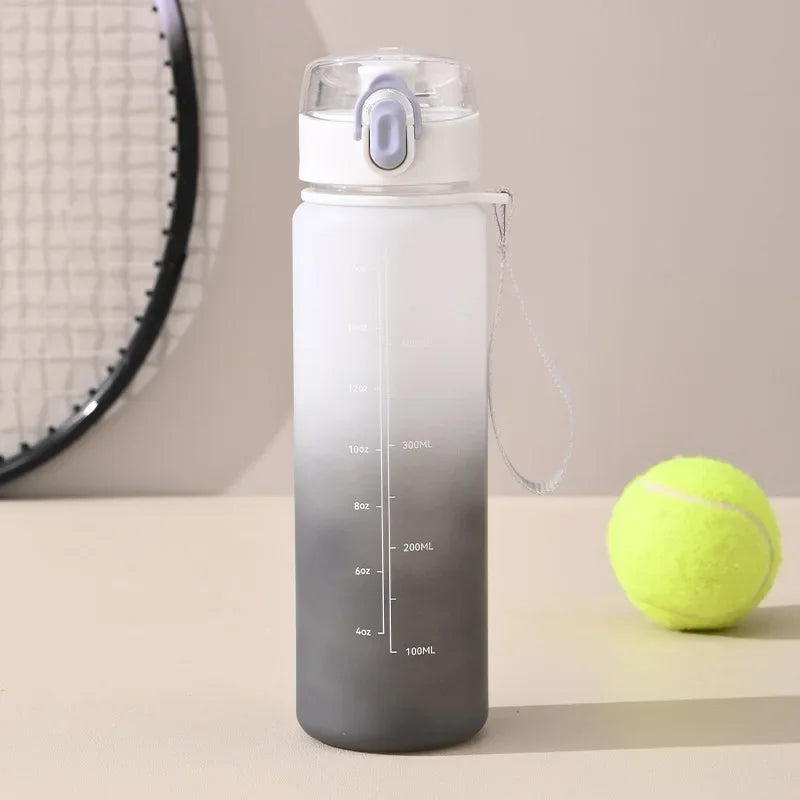 GradientSip Water Bottle with Measurements and Flip Lid | BPA-Free with Handle