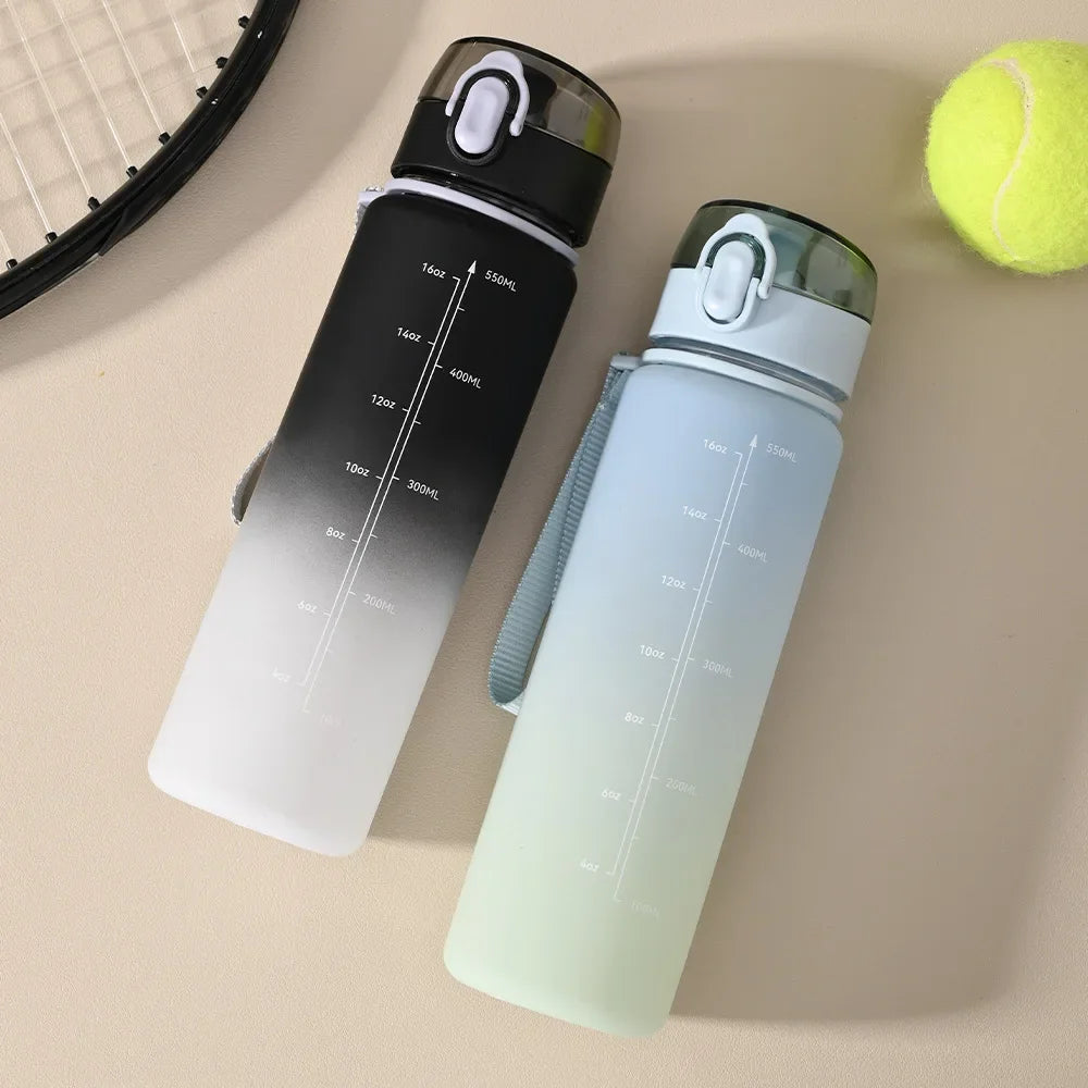 GradientSip Water Bottle with Measurements and Flip Lid | BPA-Free with Handle