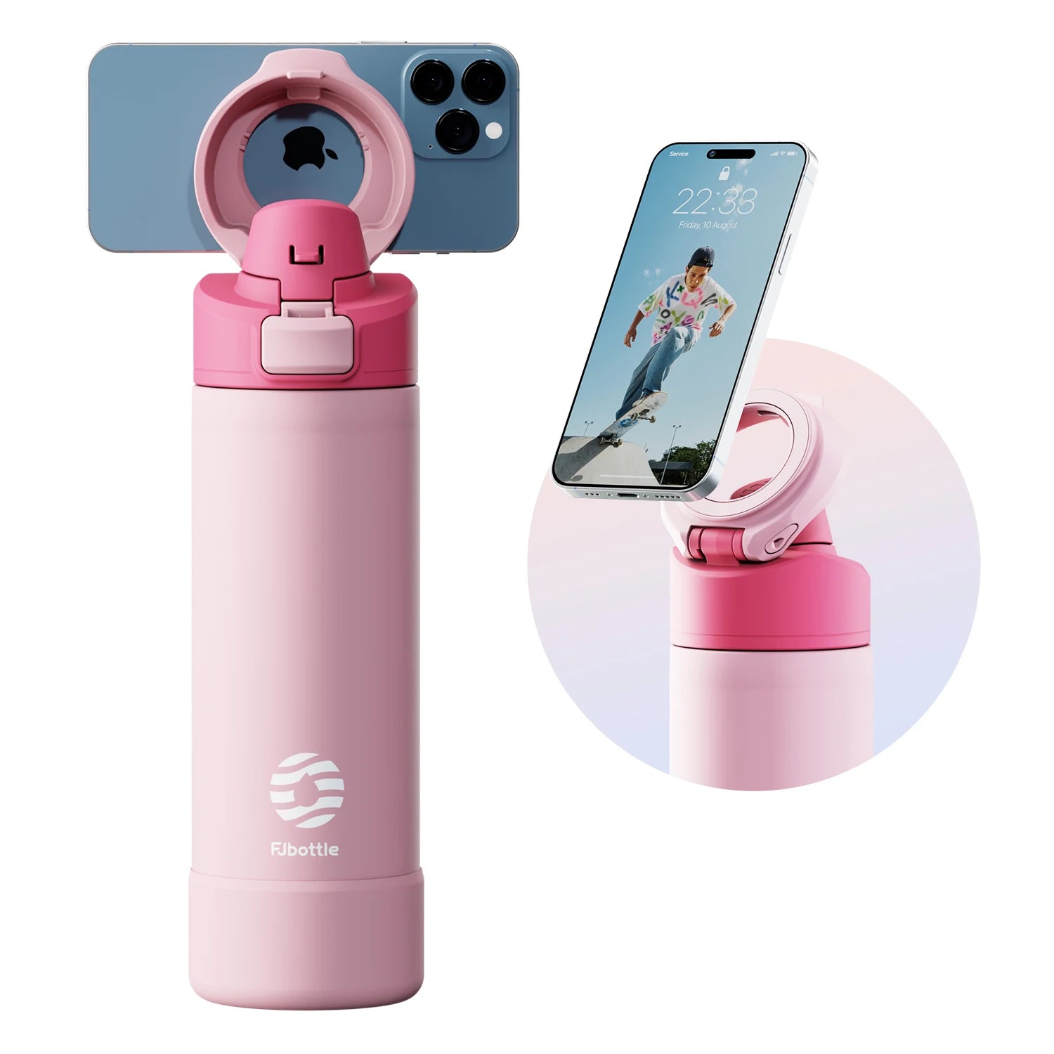 MagHydra Water Bottle with Phone Holder and Magnetic Lid | Insulated Stainless Steel