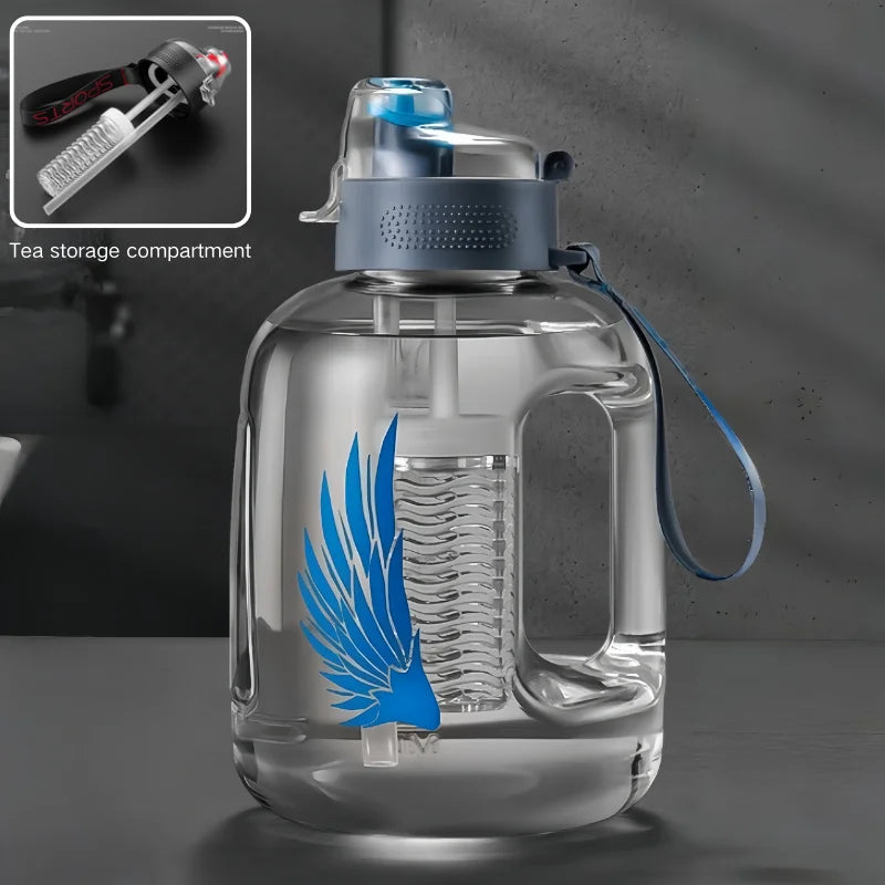 DualSip Large Water Bottle with Tea Infuser | Dual Compartment, Straw and Spout