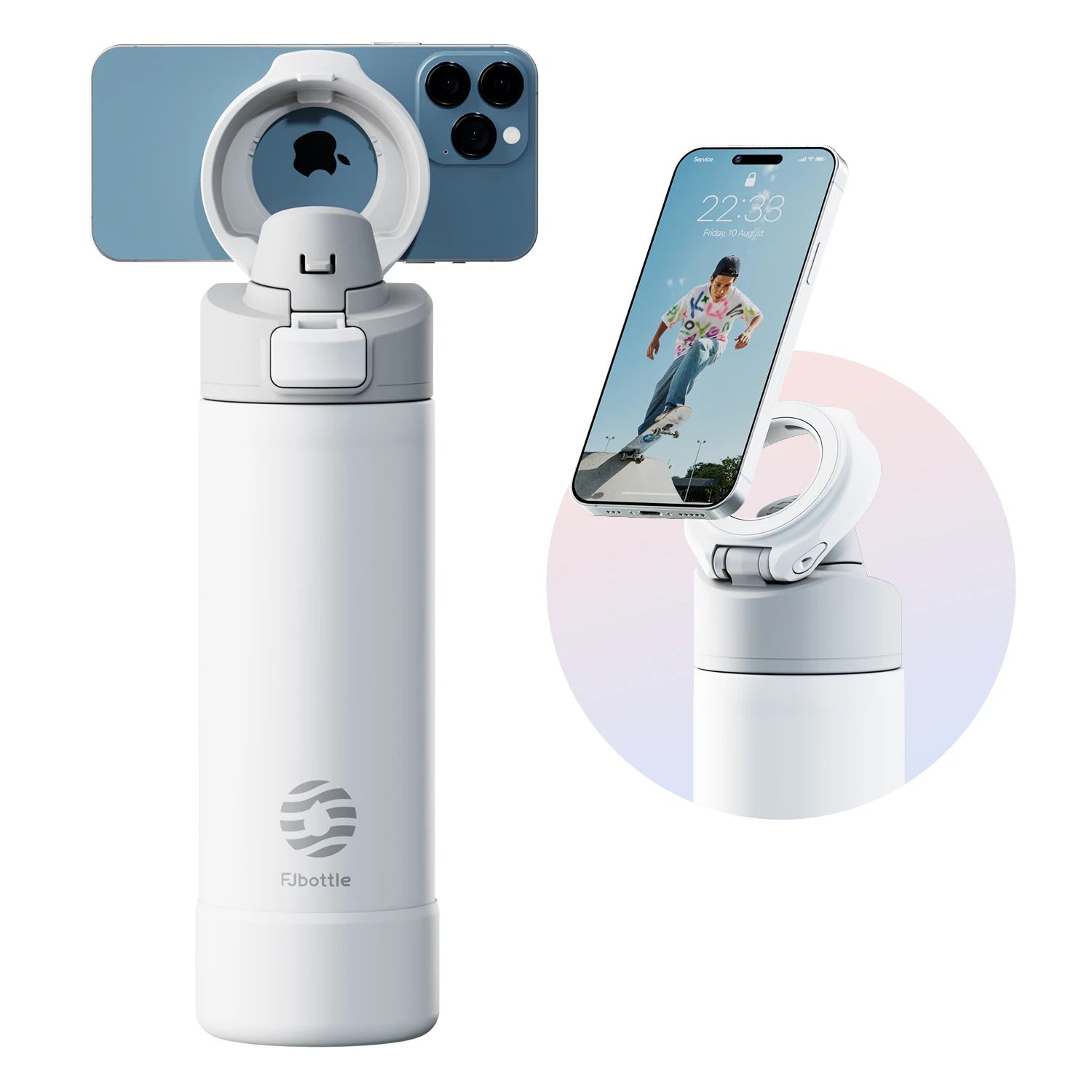 MagHydra Water Bottle with Phone Holder and Magnetic Lid | Insulated Stainless Steel