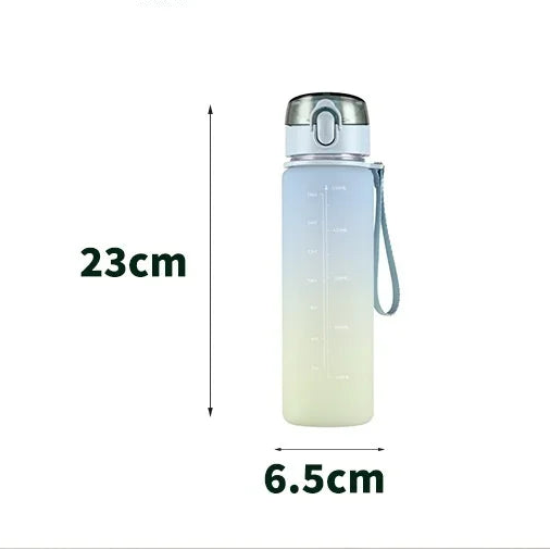 GradientSip Water Bottle with Measurements and Flip Lid | BPA-Free with Handle