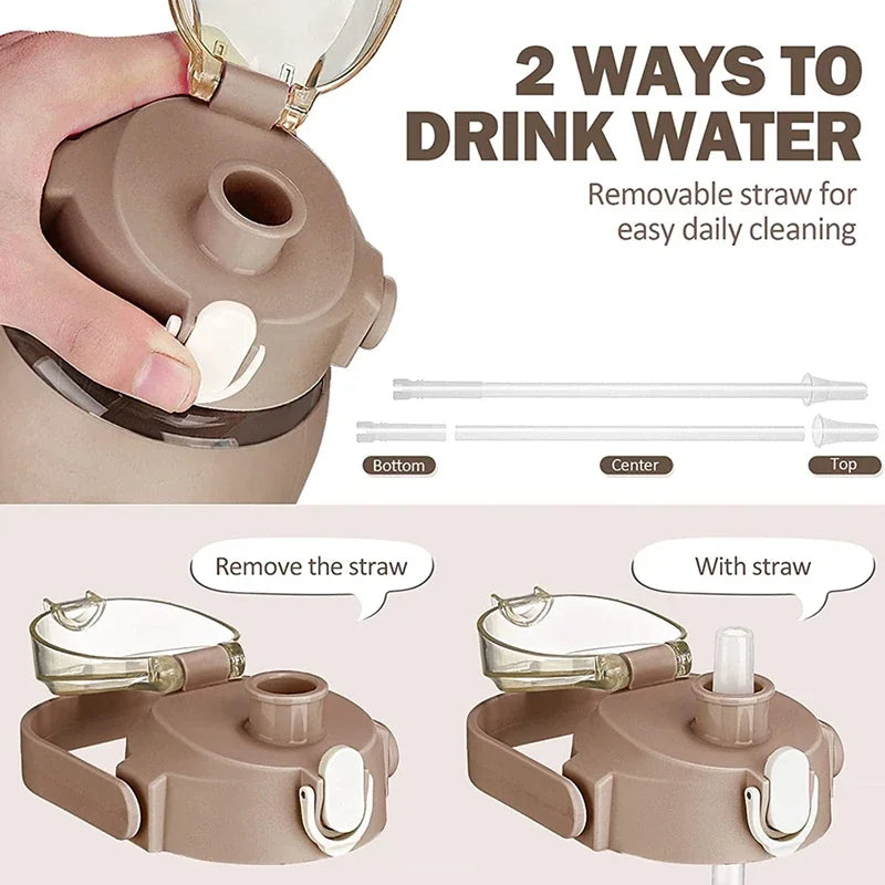 TimeSip Water Bottle with Time Markers and Straw | Eco-Friendly Glass