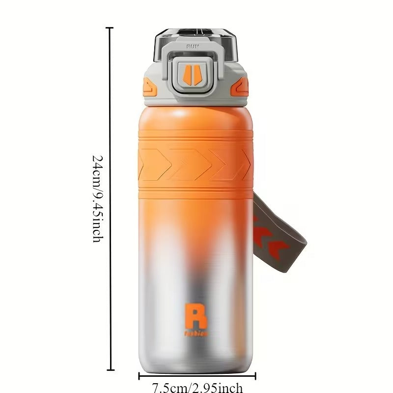 StrawMate Stainless Steel Water Bottle with Straw | Hot and Cold, Flip Lid