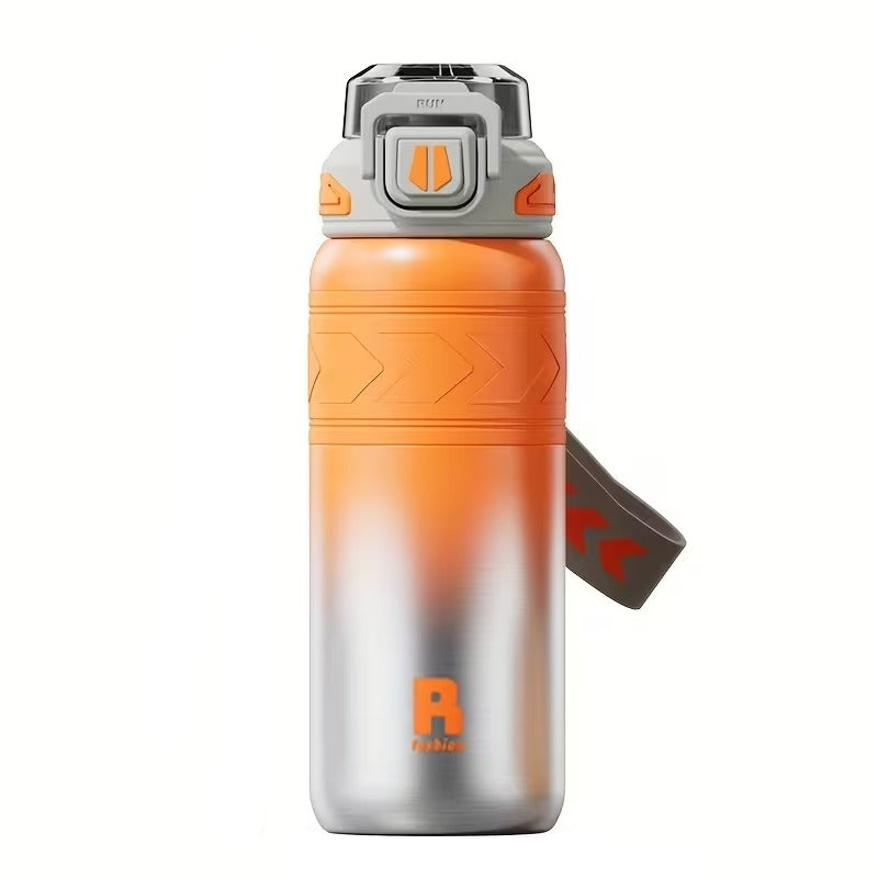StrawMate Stainless Steel Water Bottle with Straw | Hot and Cold, Flip Lid